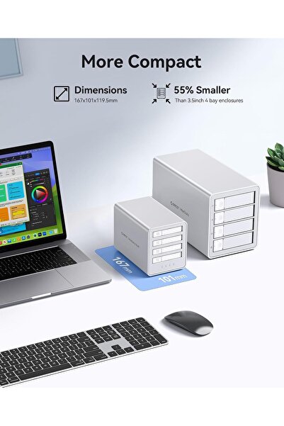 Orico USB-C 4-Bay 2.5" SATA SSD/HDD Docking Station RAID Enclosure with Cooling Fan