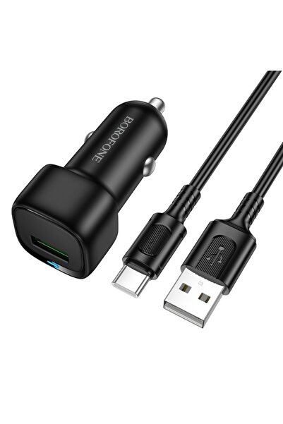 Borofone Încărcător auto USB-A (QC/FCP/AFC) de 18 W cu cablu USB-A la USB-C i...