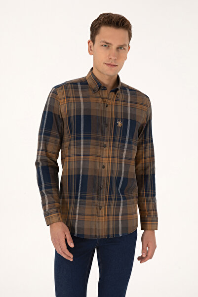 U.S. Polo Assn. Men's Camel Long Sleeve Shirt 50308467-Vr233