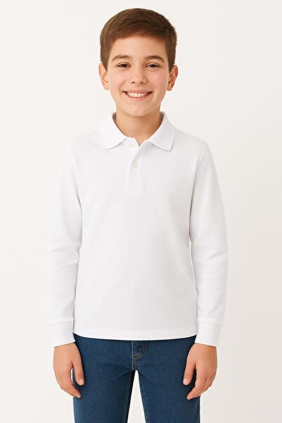 Trend Baby Kids Copii unisex cu mânecă lungă cu guler polo tricou alb școală ...