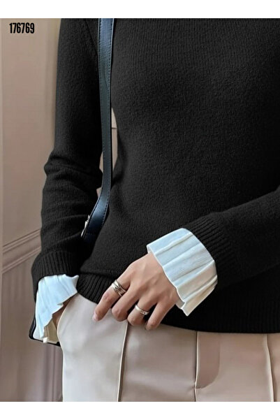 moda wanilia Women's Ruffled Collar Long Sleeve Knitwear Blouse / Sweater |   Stylish Casual Basic Knit Sweater