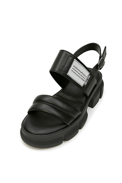 Butigo Thick Soled Black Women's Sandals