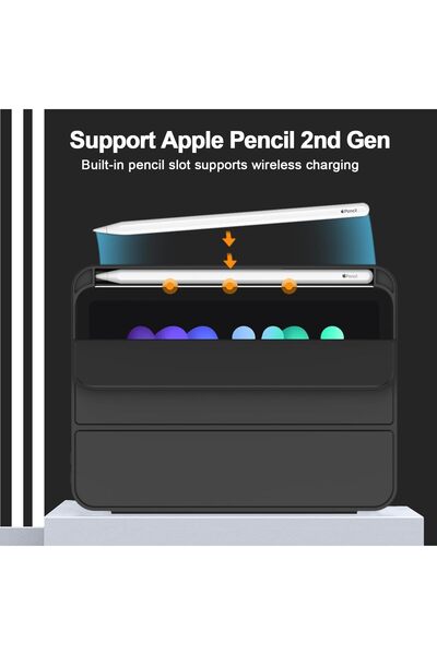 HYX iPad Mini 7 (A17 Pro)/6 (8.3") Case with Pencil Holder, Soft TPU Back, Auto Sleep/Wake, Black