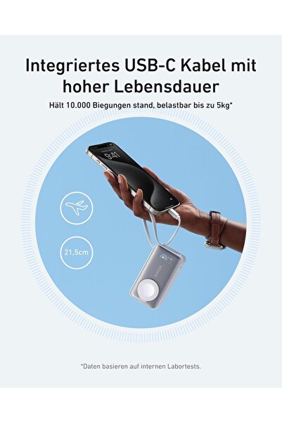 Anker MagGo Power Bank 10,000mAh 35W with Built-In USB-C Cable and Apple Watch Charger (White)