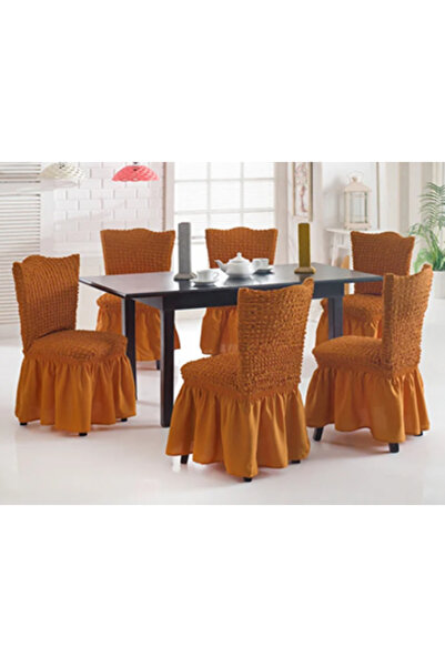 Inovius Set 6 huse scaune cu volane din bumbac elasticizat - HEP89