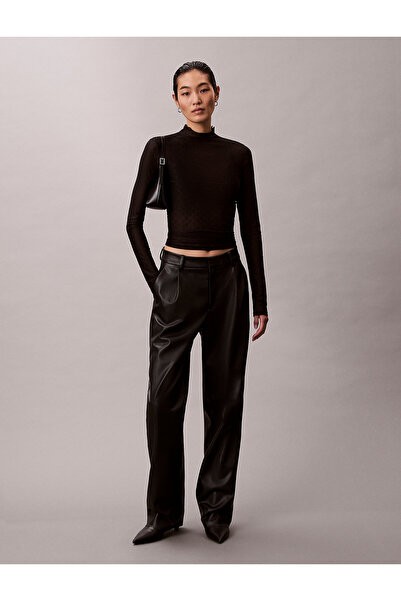 Calvin Klein Faux Leather Pleated Trousers
