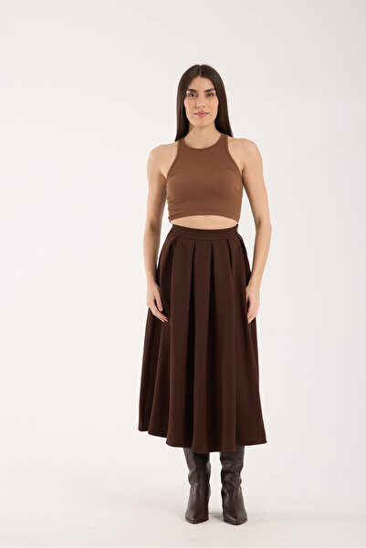winmoda Pleated Long Skirt 91 cm Full Length / Daily Long Skirt Pleated a Line