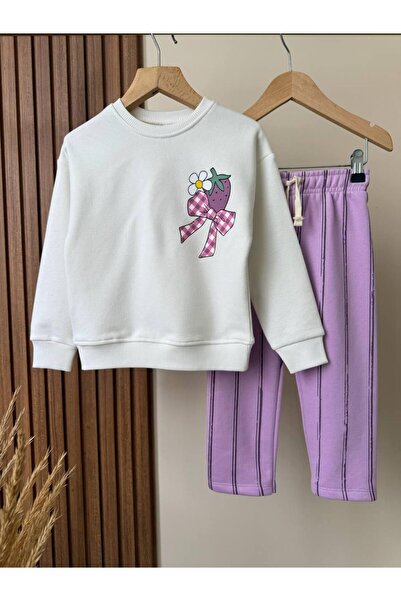 KidsSel Girl's Printed Model 3 Thread Cotton Fabric Bottom Top Set