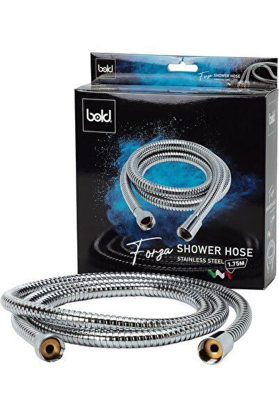 BOLD Shower Hose 1.7m – Stainless Steel Double-Interlock, Anti-Twist Brass Connectors, Chrome Finish