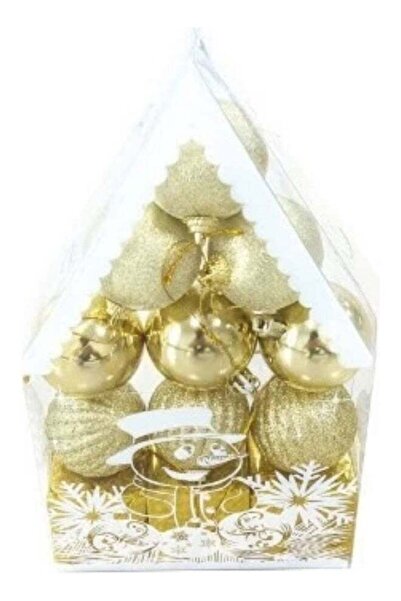 Promass Christmas Tree Ornament Set - Gold Baubles & Gift Boxes