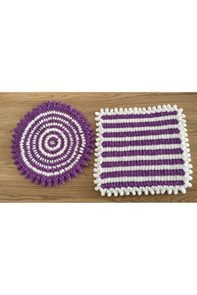 DH NATURAL هدية من حبل الحياكة اليدوية، حبل الزفاف الأرجواني، قطعتان