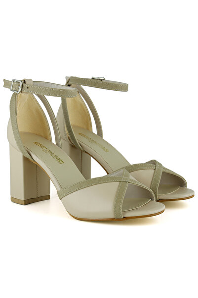 Erkan Saçmacı Charlotte Ten Vegan Cross-Strapped Mesh Thick Heeled Elegant Evening Dress Shoes