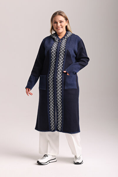 TOSIDRA TRİKO (2046) Kadın büyük beden kapüşonlu Triko ceket 46-48-50-beden a...