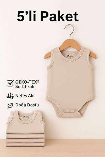 Gleamy 5 Pack White Hobistan Baby Undershirt Body Ribbed White Modaicon