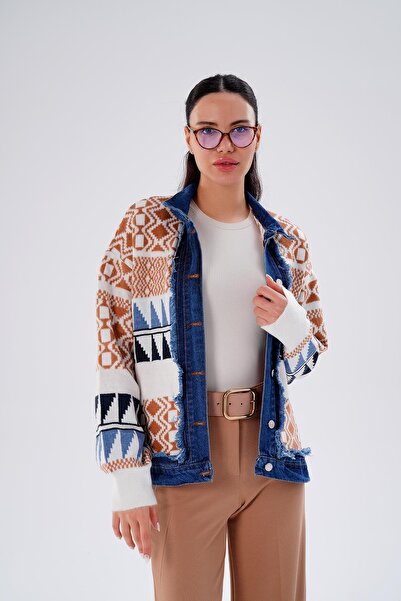 ŞİMAL Women's Denim Detailed Patterned Jacket 255172 -