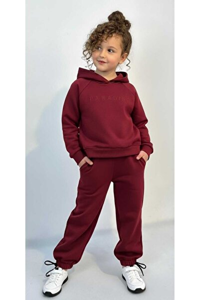 MUMİKİDS Girl's Winter Hooded Top and Bottom Set - Holiday Wear