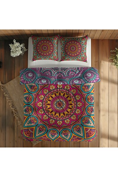 The Lucid Lab طقم غطاء لحاف ماندالا ومور ماندالا مزدوج الجوانب مقاس 200 سم × ...