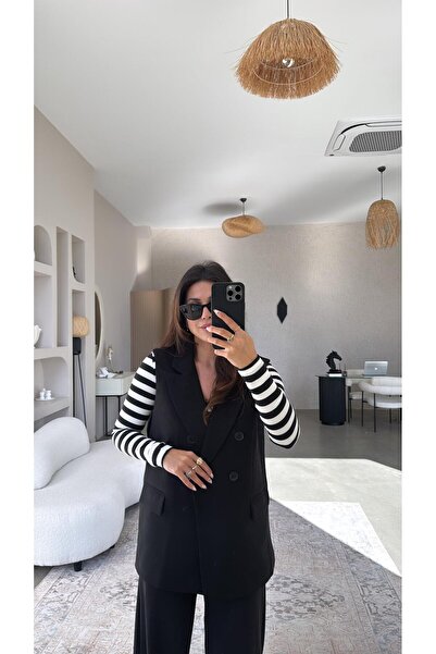 Buket Teke Black Fabric Lined Vest