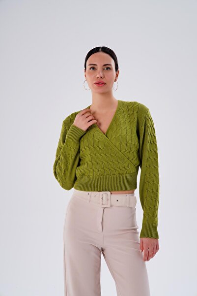 ŞİMAL Women's Knitted Pattern Double-Breasted Collar Knitwear Knitted Sweater 255152 -