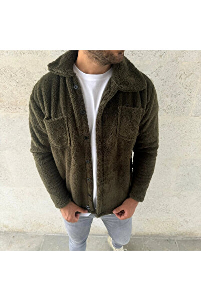 GENCULUS Men's Plush Fleece Cardigan Shirt – Collared, Button-Down, Chest Pocket, Soft Textured Winter Regular Fit