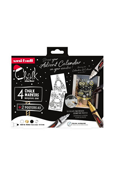UNİ-BALL Set of 4 Christmas chalk markers Uni Elegante