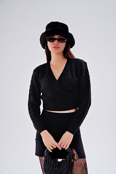 ŞİMAL Women's Knitted Pattern Double-Breasted Collar Knitwear Knitted Sweater 255152 -