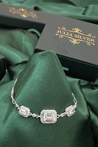 Julia Silver 925 Ayar Zirkon Taşlı 3'lü Baget Gümüş Bileklik