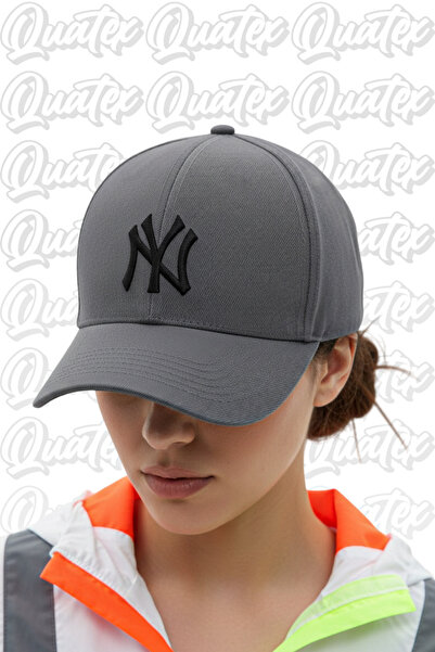QUATEX Ny New York Embroidered Hat – Gray 100% Cotton Gabardine Unisex Model