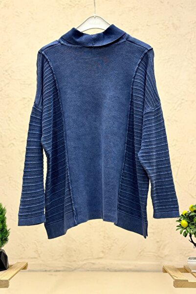 sahnemoda Degaje Cotton Sweater with Self-Printed Sides