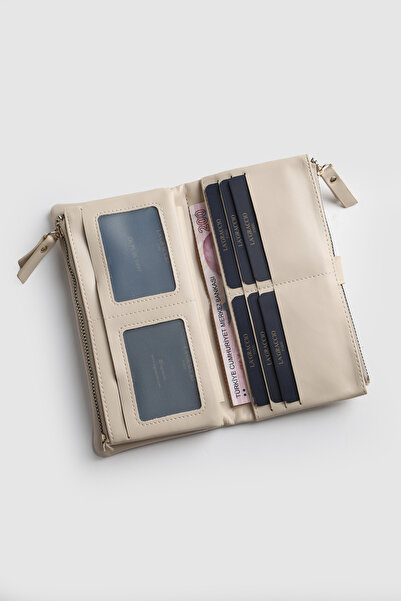 La La'Graccio Paris La'Graccio Paris Women's Bika Soft Leather Useful Large Size Wallet Cream