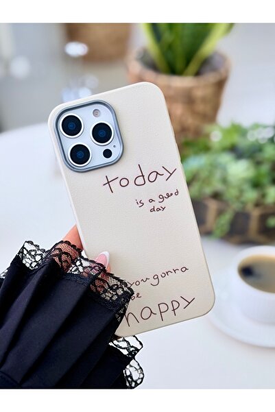 Go Aksesuar Iphone 14 Promax Kaplama Deri Today Tasarımlı Esnek Silikon Kılıf