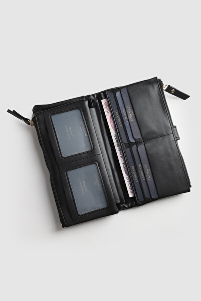 La La'Graccio Paris La'Graccio Paris Women's Bika Soft Leather Useful Large Size Wallet Black