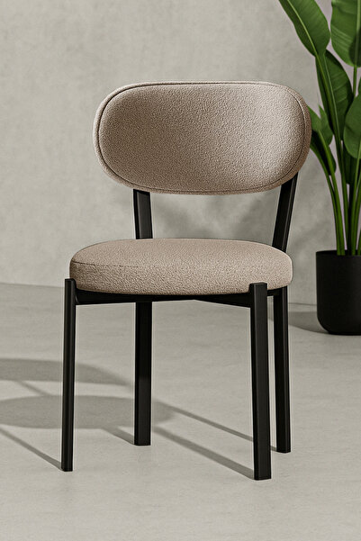 Renlife Metal Ayaklı Mutfak Yemek Sandalyesi Silinebilir Pati Dostu Teddy Kum...