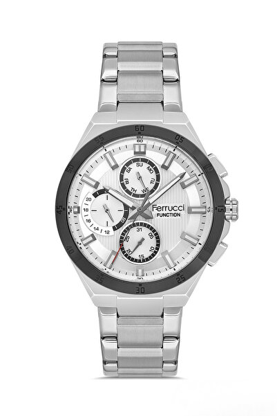 Ferrucci ساعة يد رجالية بسوار فضي من الفولاذ L03601M.04