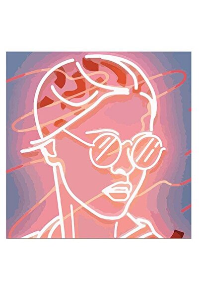 Drub Alabdaa Atik Wall Art Panel - Blue & Pink Neon Light, 30x30 cm