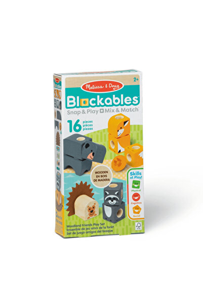 Melissa & Doug Set constructie Blockables Woodland Friend, lemn, 16 piese, Mu...