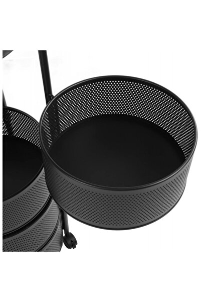 ECARLA Rotating shelf, 5 levels, with metal baskets and wheels, 33 x 90.5 cm, matte black, SZ33,