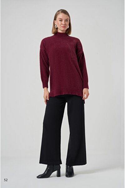 Nuss Nakışlı Angora Tunik Ön;70 Arka;80 cm