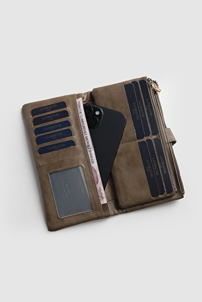 La La'Graccio Paris La'Graccio Paris Women's Bika Soft Leather Useful Large Wallet Dark Mink