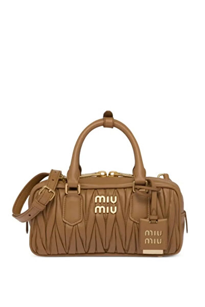 MIUI MIU Small Arcadie Top Handle Bag in Matelassé Nappa Leather Crossbody Shoulder Zip Closure