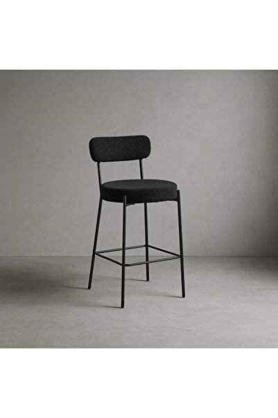 BAITY Bouclé Bar Stool Black - 95 cm