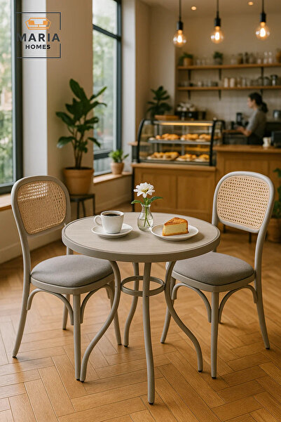 MARIA HOMES طاولة طعام خارجية مربعة | أثاث معدني عصري للحدائق والفناء والشرفات، ٩٠×٩٠×٧٥ سم