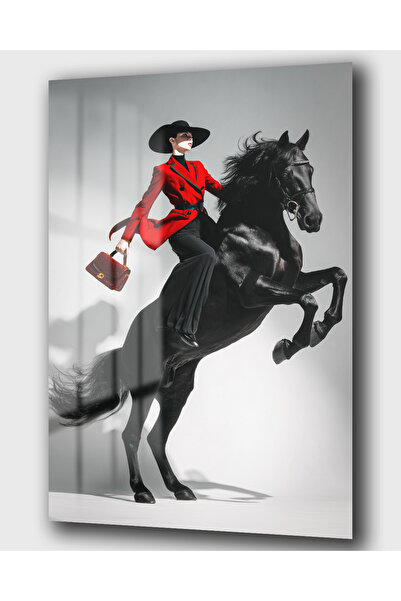 DEKA AKSESUAR ASİL AT VE HAVALI KADIN CAM TABLO