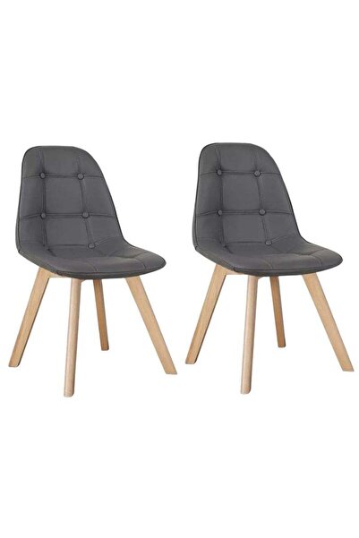 Taimi Pack of 2 Wooden Dining Chair With Padded Seat Designed For Home Kitchen Lounge And Office, Gray