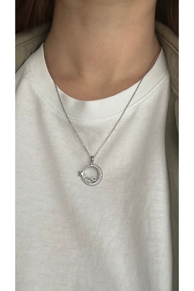 mibrillo قلادة نجمة القمر الفولاذية (هدية يوم المعلم)