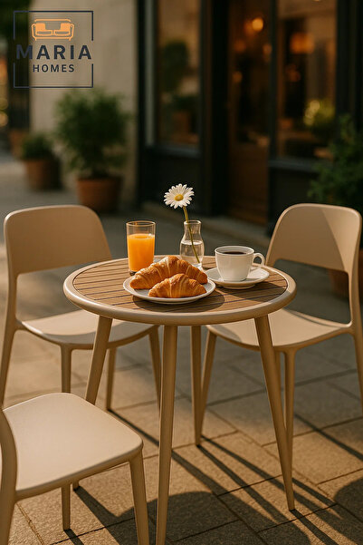 MARIA HOMES Modern Round Outdoor Table | Patio, Garden, Balcony, Dining, Café Furniture Durable Design