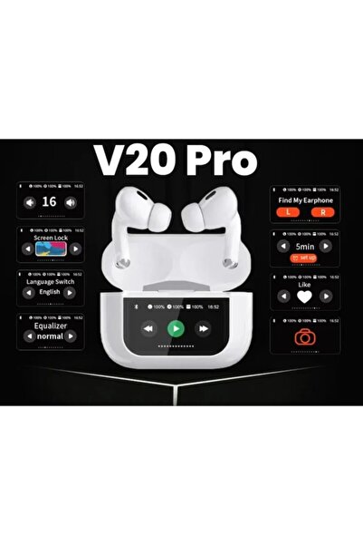 OEM V20 Pro Wireless Headphones with LCD Screen, Bluetooth 5.4, ANC Noise Cancellation, 20h Battery Life, In-ear, White