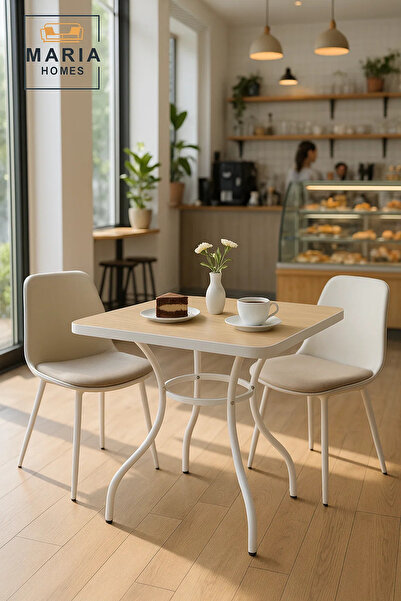 MARIA HOMES Modern Square Outdoor Dining Table | Metal Garden Patio Furniture...