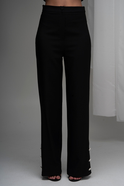 Lila Rose İncili Düğmeli Kumaş Pantolon