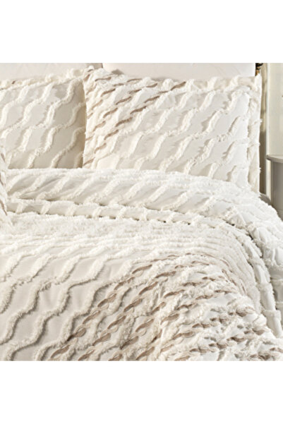 baladı home ev tekstil home collection Double Pompom Bedspread with Lace (Set of 4 Pieces) Bedspread and 2 Pillowcases Pique